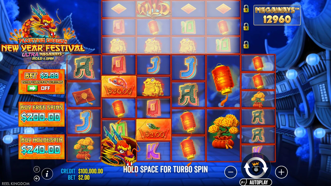 Floating Dragon New Year Festival Ultra Megaways™ Hold & Spin free slot demo