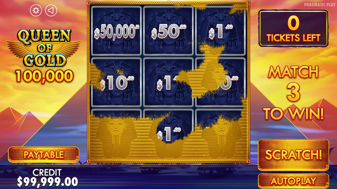 Queen of Gold Scratchcard free slot demo